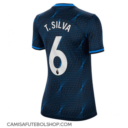 Camisa de time de futebol Chelsea Thiago Silva #6 Replicas 2º Equipamento Feminina 2023-24 Manga Curta